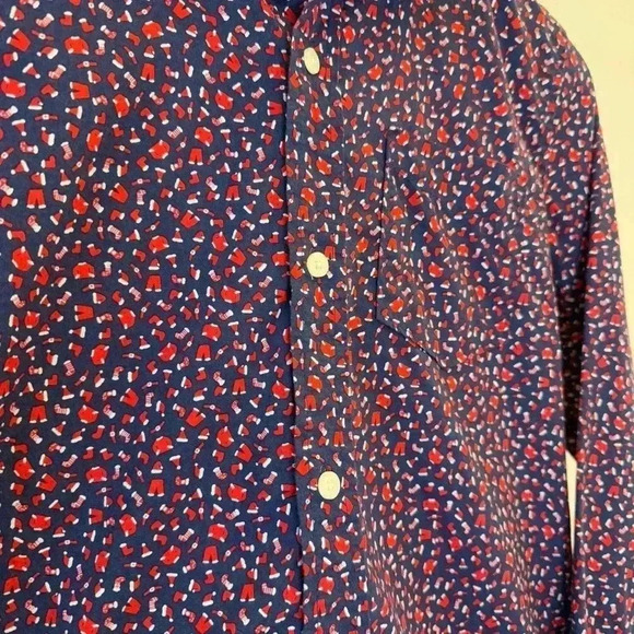 GAP Kids Boy’s XL Blue Holiday Christmas Long Sleeve Button-Up Shirt Casual - Picture 4 of 11